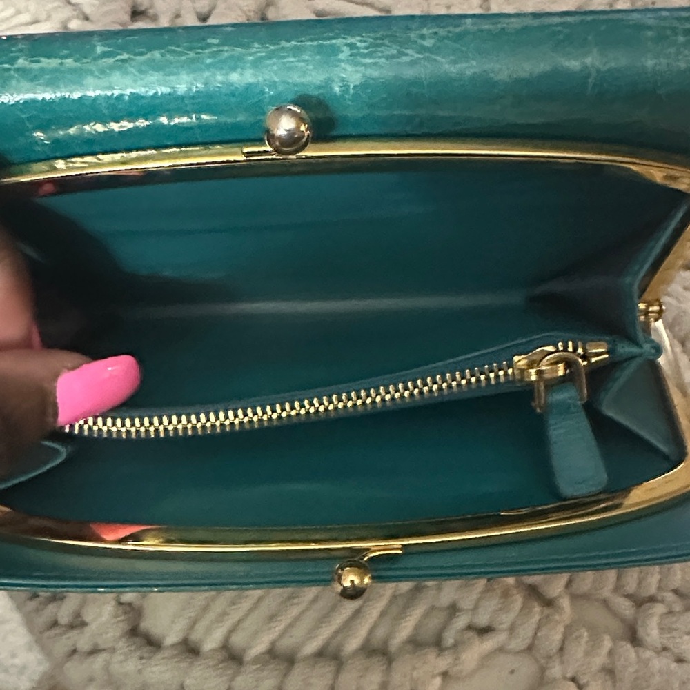 Miu Miu Teal Crocodile-Embossed Wallet - Picture 10 of 16